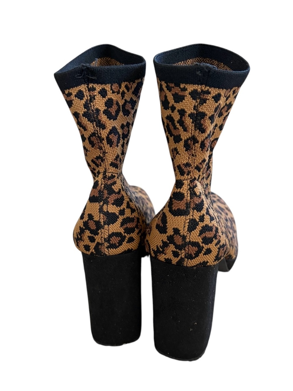 MIA Leopard Knit Platform Ankle Boots in Tan and Black - Picture 5 of 7